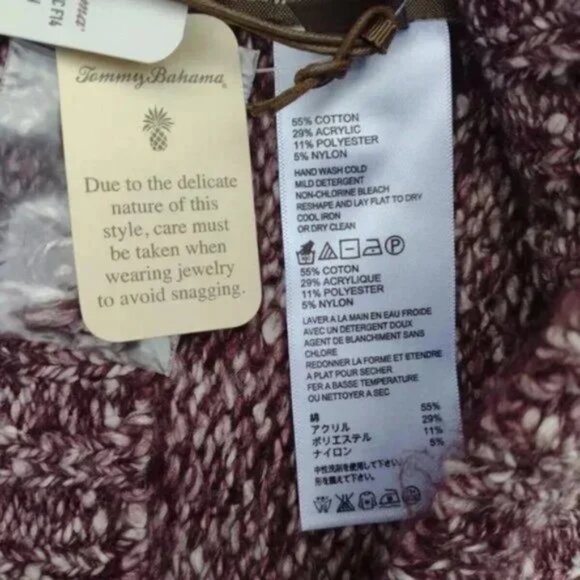 Tommy Bahama Shipley Cardigan Purple L Open Front Cascade Hem Cotton Blend NWT - Picture 7 of 7